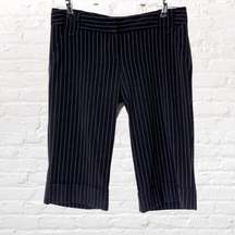 Zinc Black Pinstriped Long Shorts Size 5 Cuffed Polyester Stretch Vintage