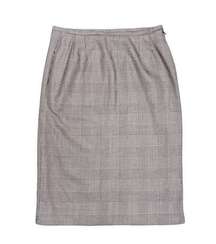 YVES SAINT LAURENT Vintage Knee-Length Plaid Skirt Wool Blend Size 36