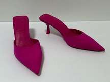 Zara Fuchsia Pink Pointed Kitten Heel  Mules Size 38