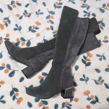 DKNY Grey Suede Knee High Boots