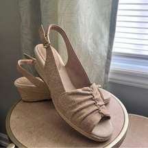 Easy Street Espadrille Wedges with Open Toe & Ankle Strap