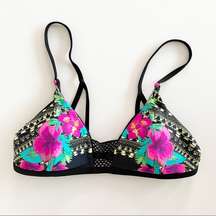 Rip Curl Floral Mesh Bikini Top Size Small