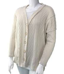 Aritzia Talulah Womens Size M Cherish Cardigan Cream Cable Knit Wooden Buttons