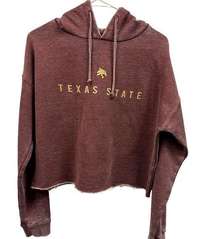 Texas State College Chicka-d The LYNE Merlot Raw Hem Cropped Hoodie Women’s L