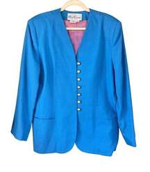 0951 ’80s Excess Vintage Oleg Cassini Blue Blazer Jacket Size 16 XL