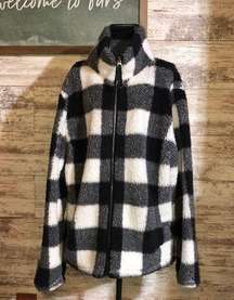 Membersmark cozy Sherpa size large checkered sweatshirt warm black and w…