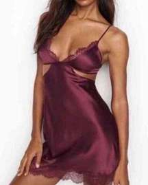 Victorias Secret Satin Slip Dress Large Burgundy Wine