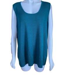 women's 3X green sleeveless sweater tank top rounded neckline