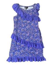 Frock! By Tracy Reese Purple Silk Dress Fun Print w/ Ruffle Size 4 Women's