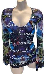 Encore butterfly flowy end of sleeve top size small Made in USA New