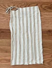 Linen Striped Midi Skirt