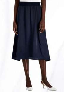 Alfani Midi Ribbed Waist Navy Blue Skirt NWOT