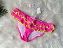 PILYQ Pink Full Ruffle Pom Pom Bikini Bottoms Size M