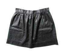 3x1 NYC Wax Coated Twill in Black Ruched A-line Mini Skirt S