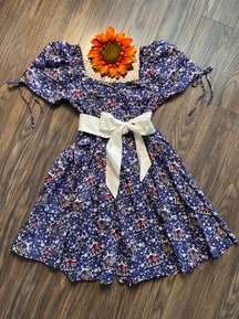 NWT  Retro Navy Mushroom and Rooster Dress LARGE