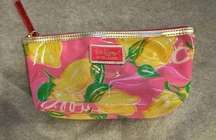 Lilly Pulitzer for estée lauder lemon pink preppy make up travel toiletries bag