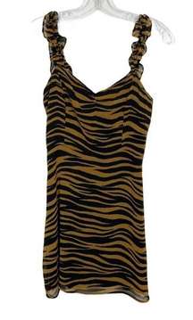 All In Favor Ruffle Straps Tiger Print Mini Dress