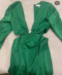 cut out green long sleeve dress