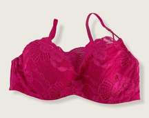 Underwire Demi Bra Magenta Pink Cami Lace 32D 11040