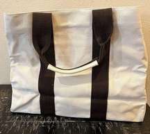 Le Bar Marche La Plage Tote Ivory Brown Double Handle Beach Pool Book Packable‎