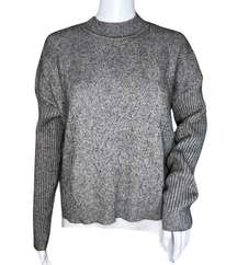 Raya Sweater Womens Large Gray Mock Neck Casual Work Essential Basic Minimalist