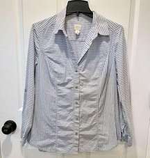 🚨 SALE ‼️ Chicos size 1 blue striped light weight button down