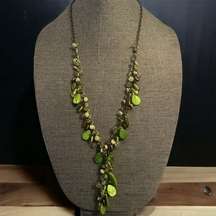 Coldwater Creek shells and bead cluster Y necklace