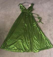 Small prom gown dress, metallic green new