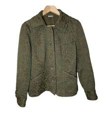 J Jill Olive Green Quilted Embossed Blazer Jacket Medium