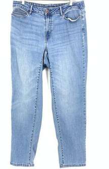 J. Jill Boyfriend Jeans Women's Size 16 Straight Leg Ankle Light Wash Denim