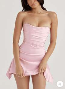 Pink Silk Strapless Dress