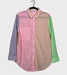 English Factory Colorblock Button Up Shirt Size Medium Striped Colorful Tunic