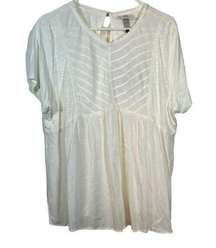 Knox Rose White Bohemian Lace Off White Cream Pullover Tunic Shirt XXL NWT #0071