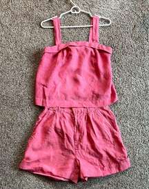 Joie Bubblegum Pink Linen Tank Top Shorts Set Small Barbiecore