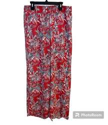 Ann Taylor  Orange Floral Print Wide Leg Pants Size Small