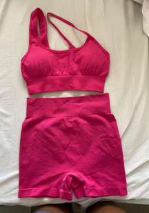 Athletic Hot Pink One Shoulder Set