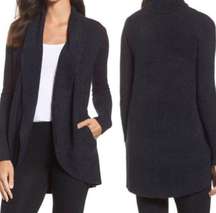 Barefoot Dreams Cozychic Lite® Circle Cardigan Pockets Black Sweater