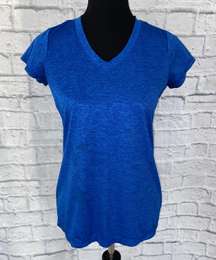 v-cut dri fit short sleeve activewear shirt blue sz S women