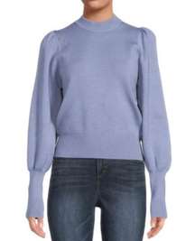 Industry Women's Clothing - Puff Shoulder Rib Cuff Sweater - NWT - Blue - S/P