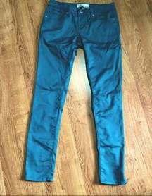 Low Rise Skinny Jeans Teal Turquoise Jewel Tone Size 27 Y2K