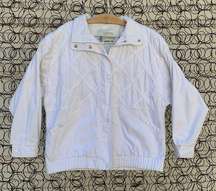 Vintage 90s London Fog white lattice front bomber jacket