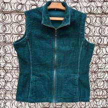 Woolrich forest green cotton chenille zipper vest LARGE