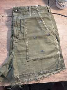 Outfitters dark green high waisted embroidered cargo shorts