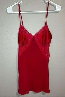 Victoria’s Secret red silk lingerie sequin lace slip dress women’s size XS