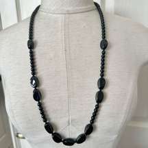 Long black onyx necklace