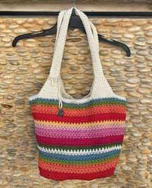 The Sak Multicolor Striped Woven Crochet Shoulder/Tote Beach Hobo Bag. VGUC!