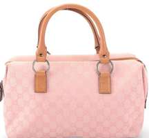 Pink GG Canvas And Leather Trim Handbag Vintage