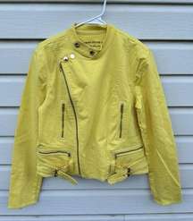 Lauren Jeans Company Yellow Moto Denim Jacket