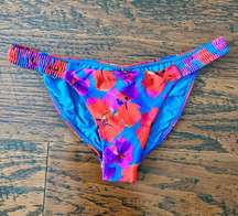 VIX Paula Hermanny Mabel Riviera Bikini Bottoms Blue/Red Multi Medium NWT