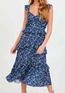 Altar’d State - Mallory Floral Ruffled Maxi Dress in Navy